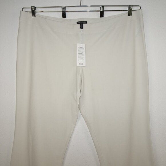Eileen Fisher Slim Ankle Pants Women's Plus Size 3X Ivory Washable Stretch Crepe - Picture 4 of 12